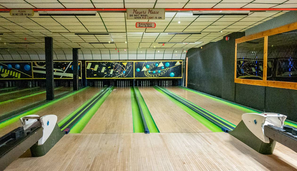 There are bowling lanes at the Route 3 Taproom