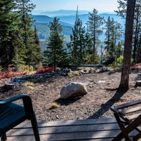 The view from Eagle Nest Cabin near the summit of Strawberry Pass in Rossland, BC