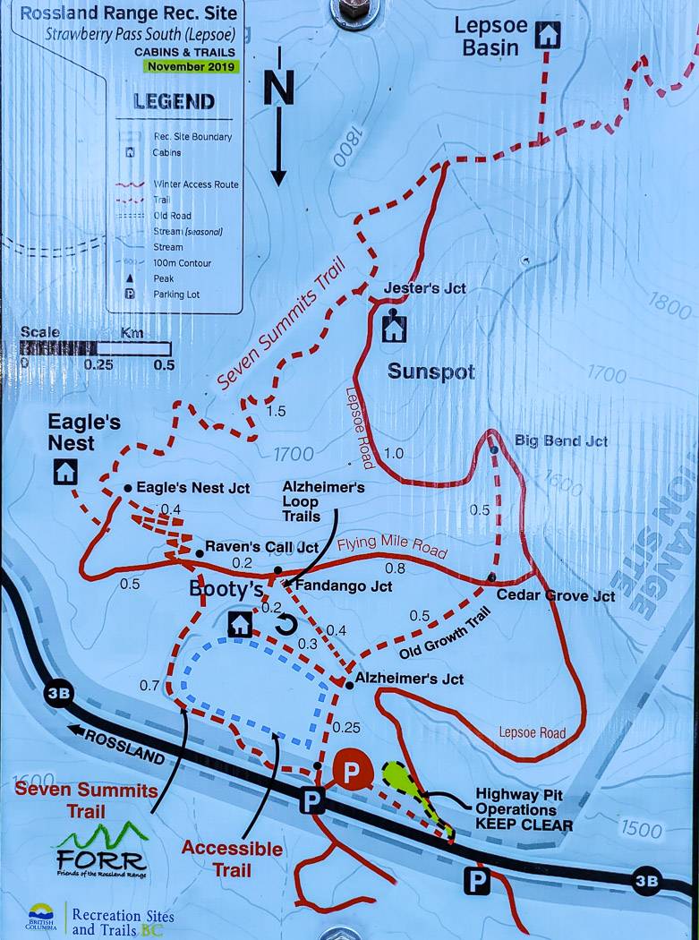 Map of the cabins you can access on the west side of Strawberry Pass on Highway 3B