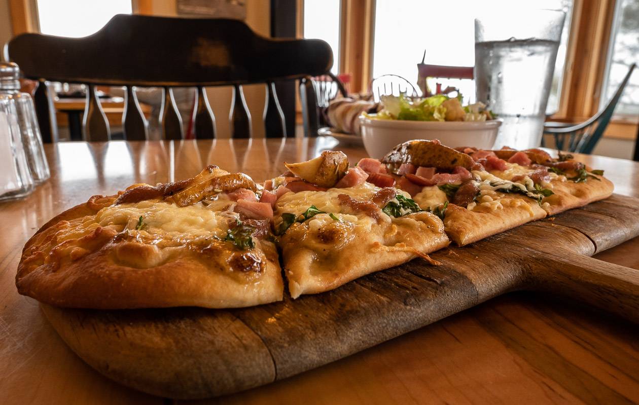 Flatbread with a view in the Elliott Dining Room at White Point Beach Resort