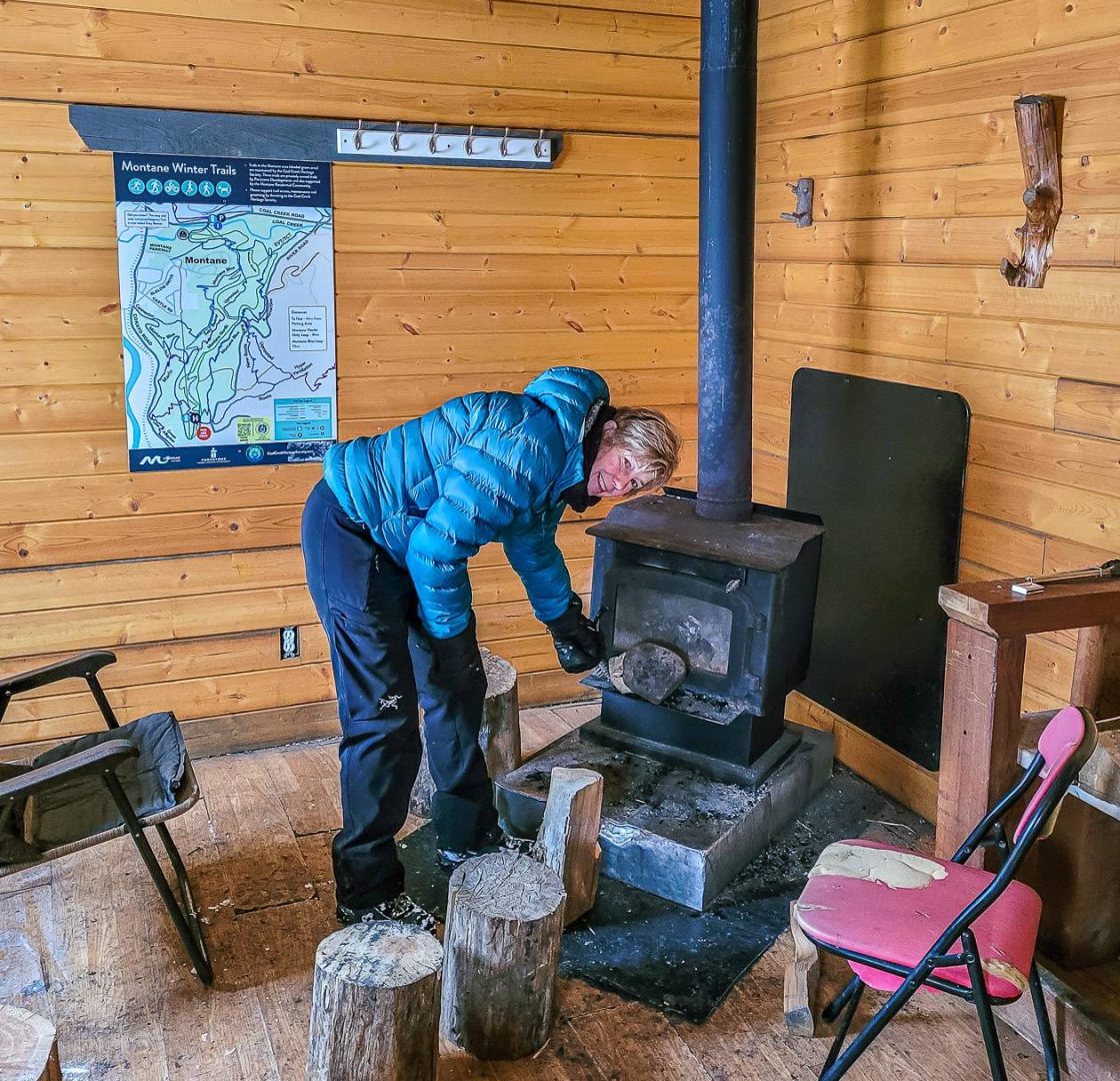 There is a wood stove in the hut but I'd recommend bring ing fire starter