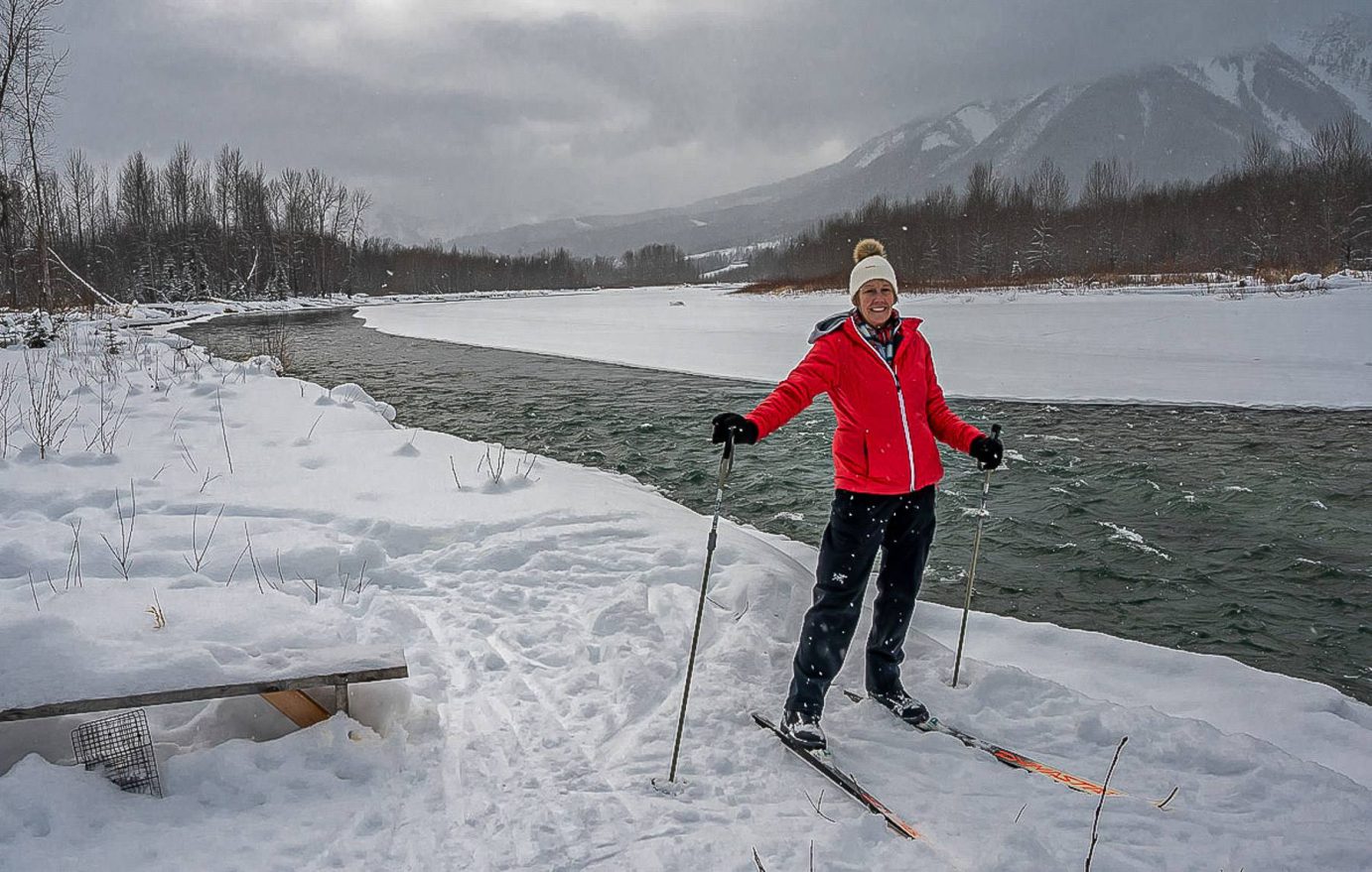 Cross-country skiing on the dog-friendly trail near the Fernie Golf Course