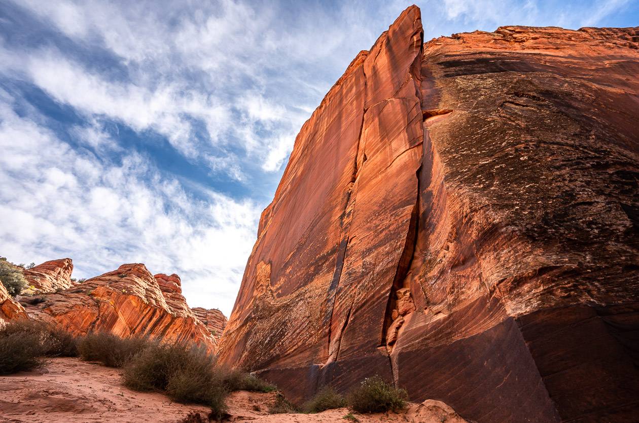 The cliff face at the intersection