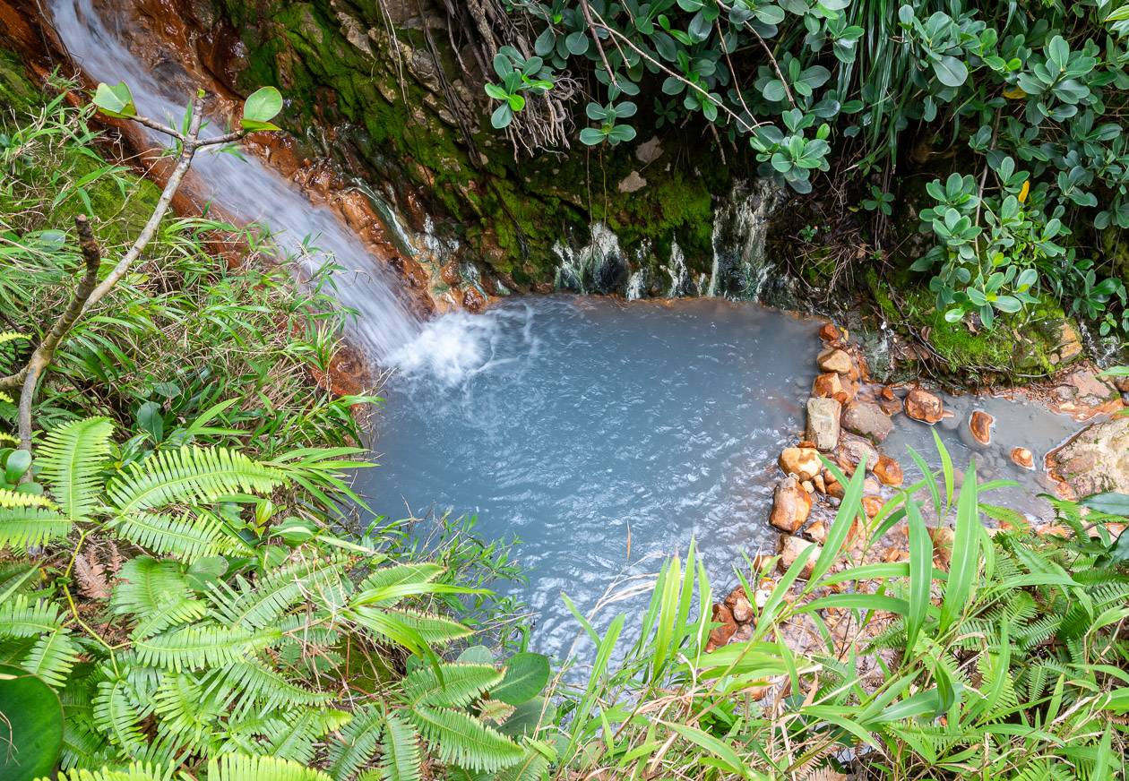 Many people stop for a soak in the pools on the return hike