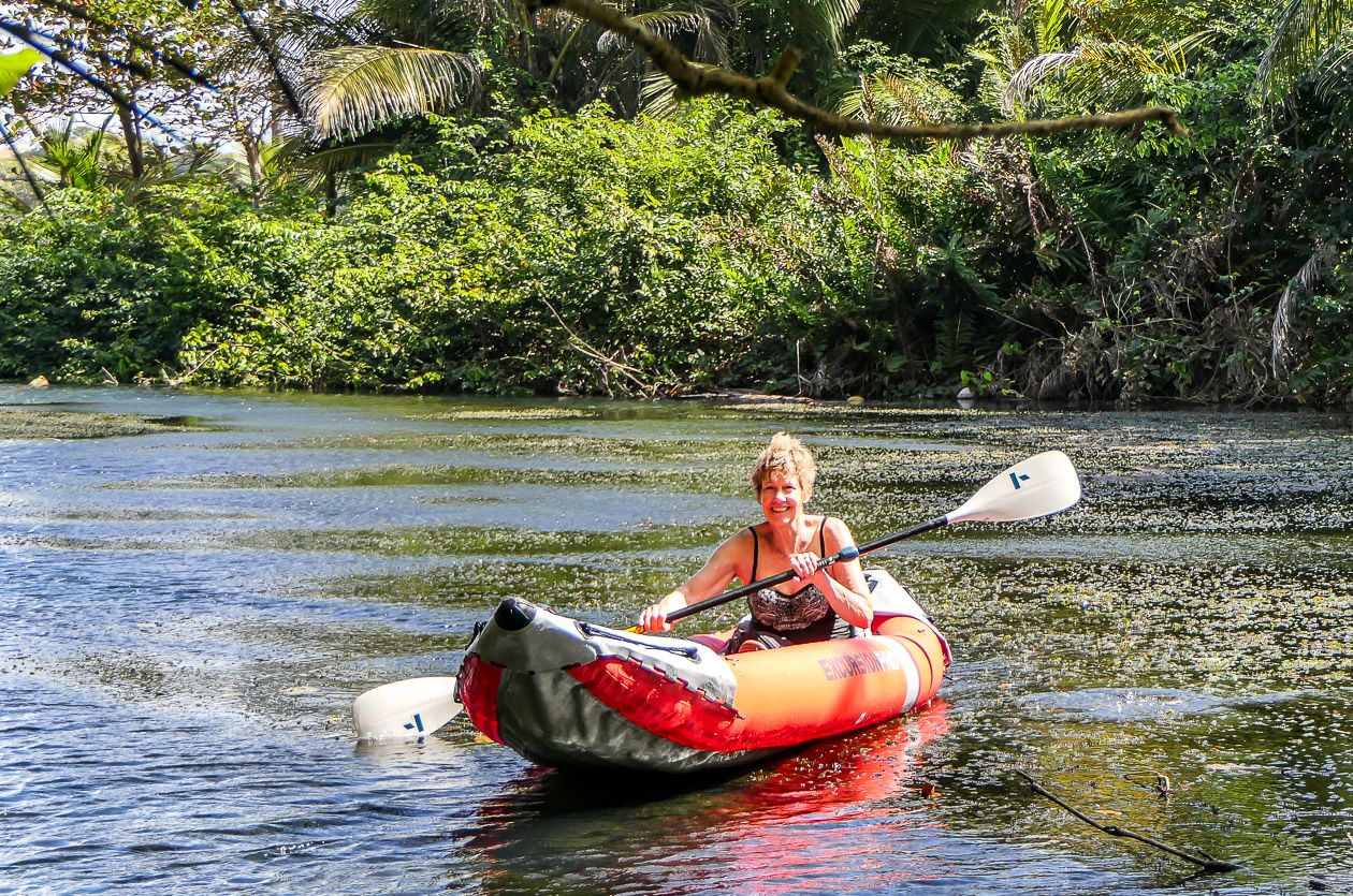 Enjoying an easy paddle on the river and over to Paradise Island