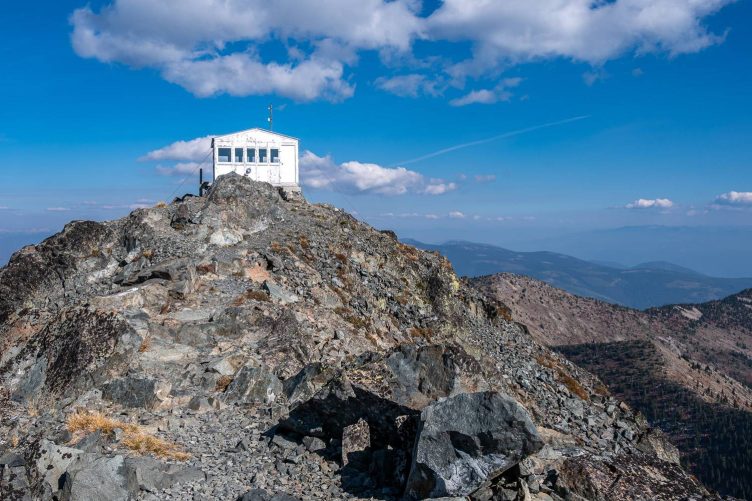Old Glory Mountain Lookout and weather station