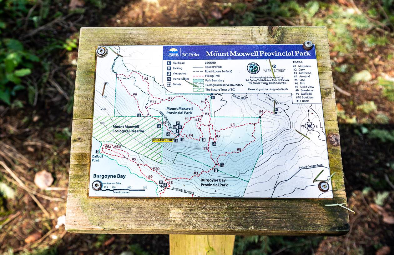 The trails in provincial parks have maps at all intersections