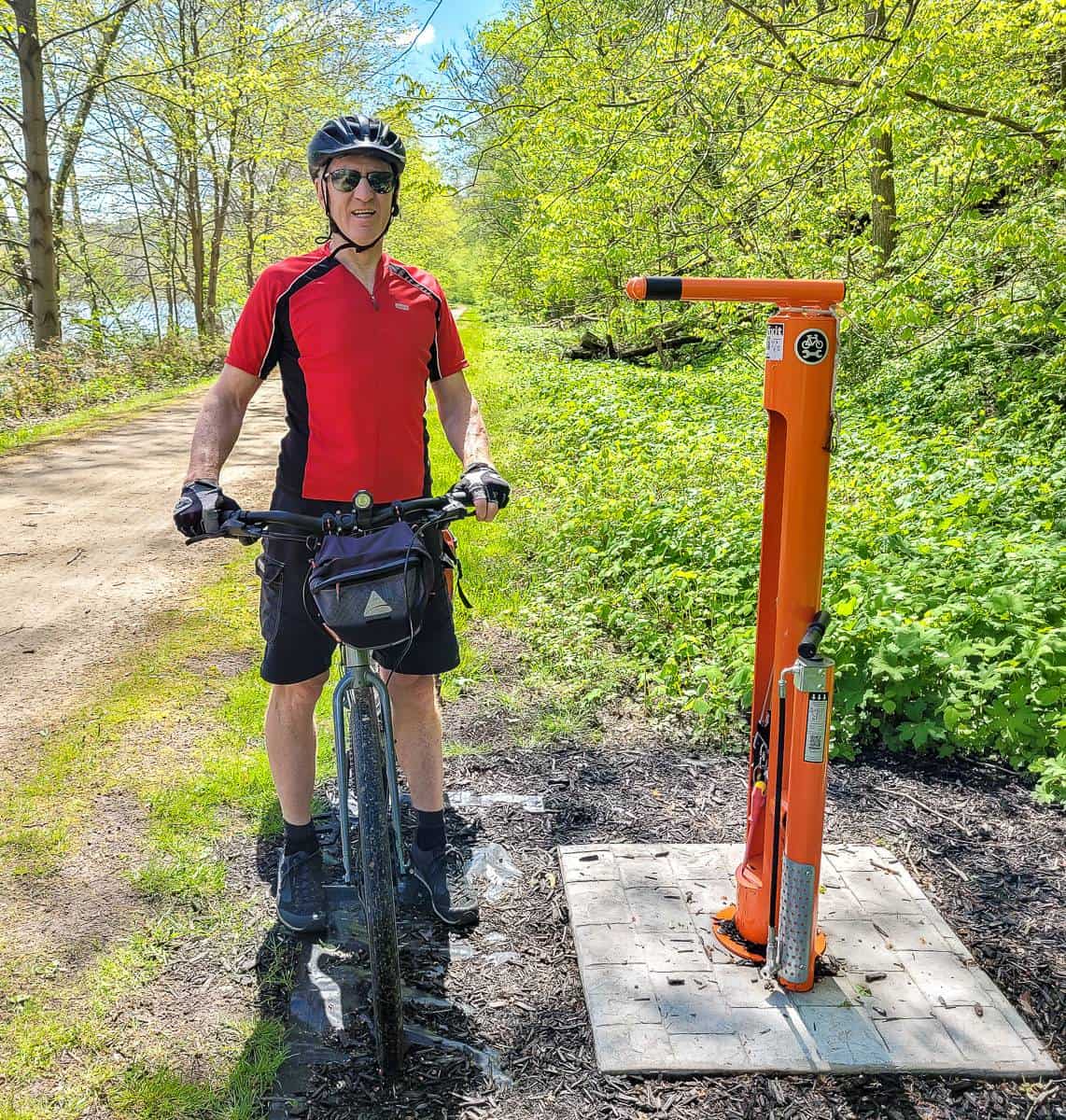 A bike repair station in the middle of nowhere on the Great Allegheny Passage