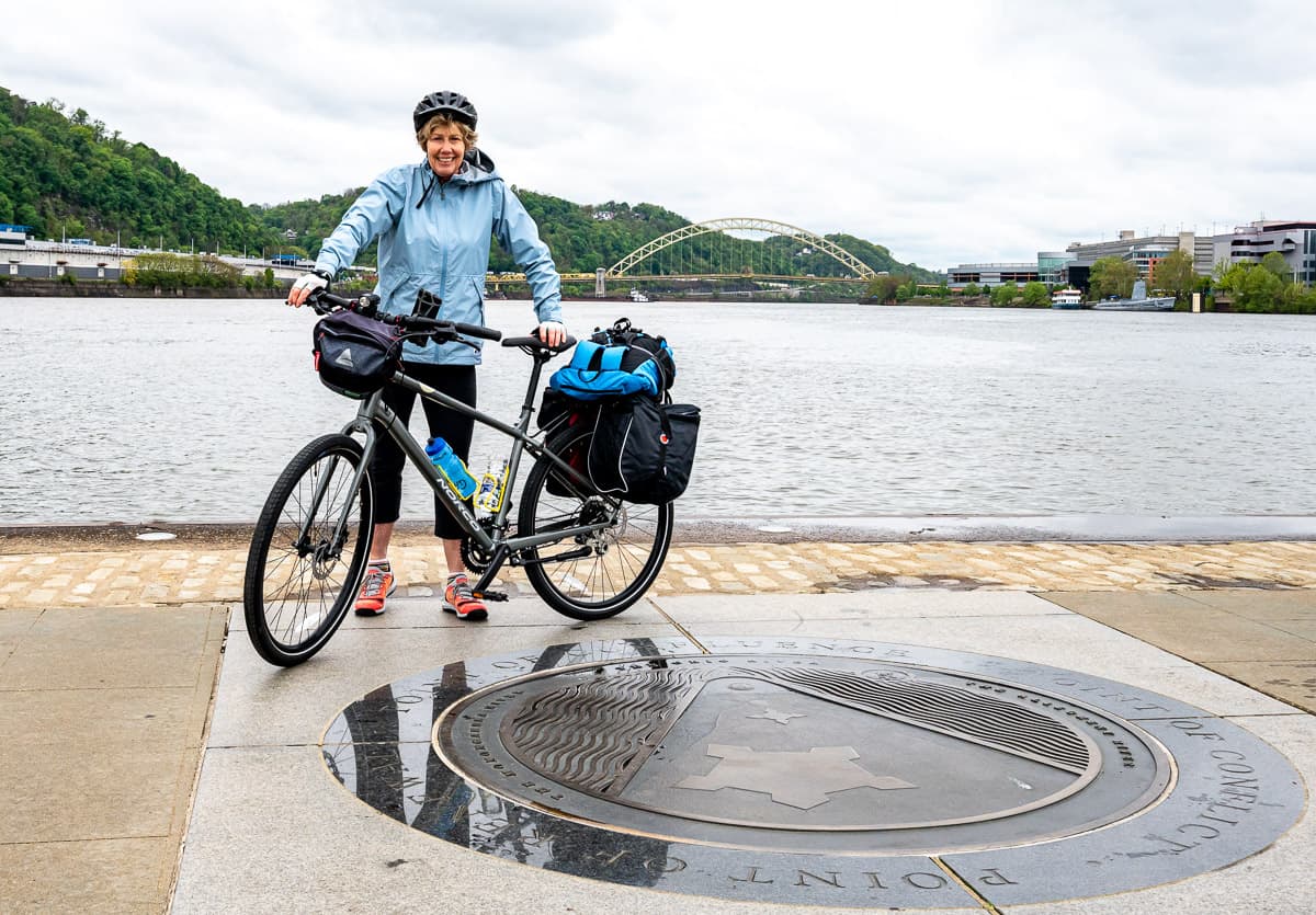 Me at the official marker for our start of the GAP bike trail