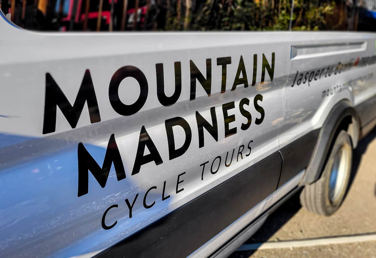 One of the Mountain Madness vans along the Icefields Parkway