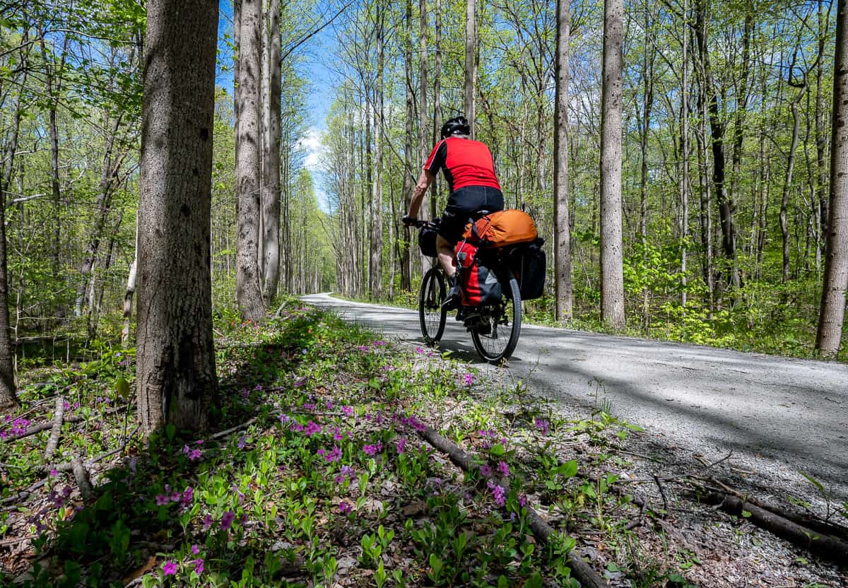 All loaded up biking the Great Allegheny Passage in Pennsylvania 