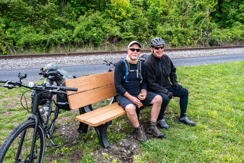 Meeting up with a couple of twin brothers we'd seen off and on for a few days on the Great Allegheny Passage bike ride
