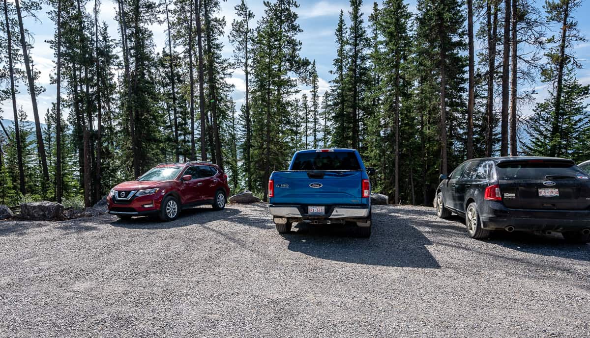 The parking lot for the Allstones Lake hike