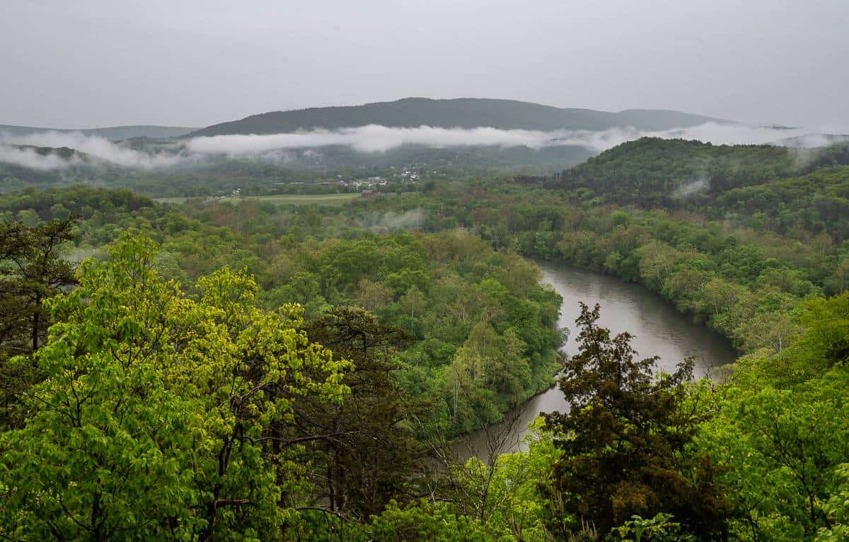 Looking into West Virginia from the trail taking us up and over the Paw Paw Tunnel