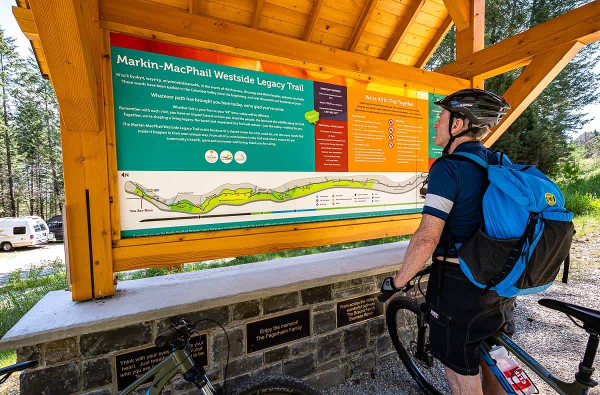 Checking out our route at the kiosk closest to Invermere