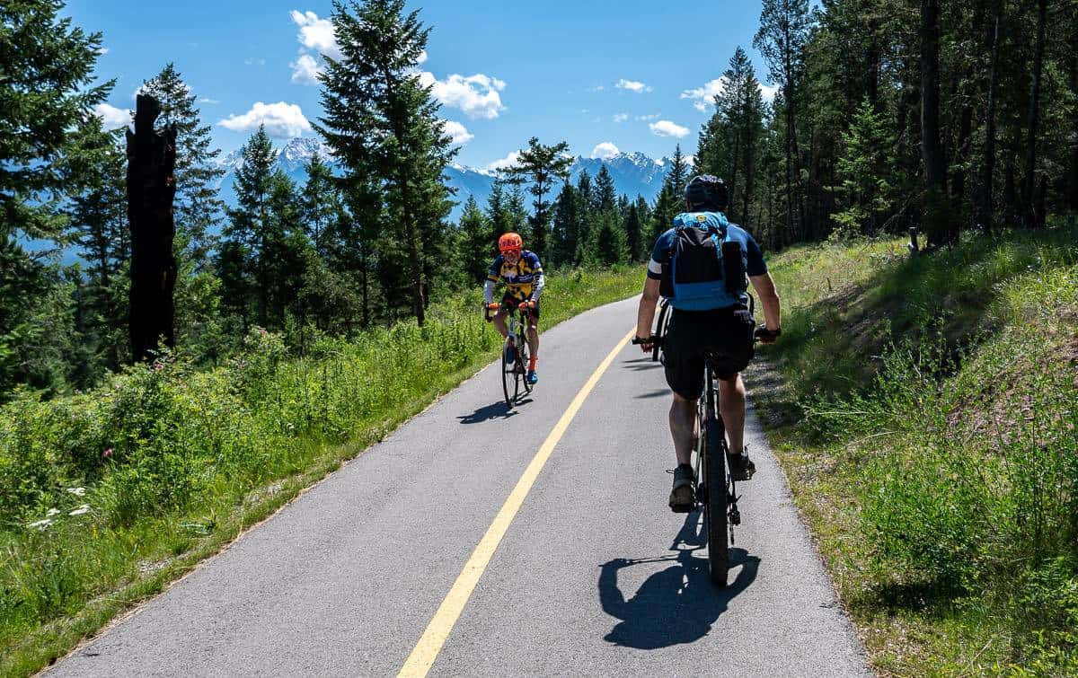 Enjoy beautiful mountain views on the bike ride to Fairmont Hot Springs