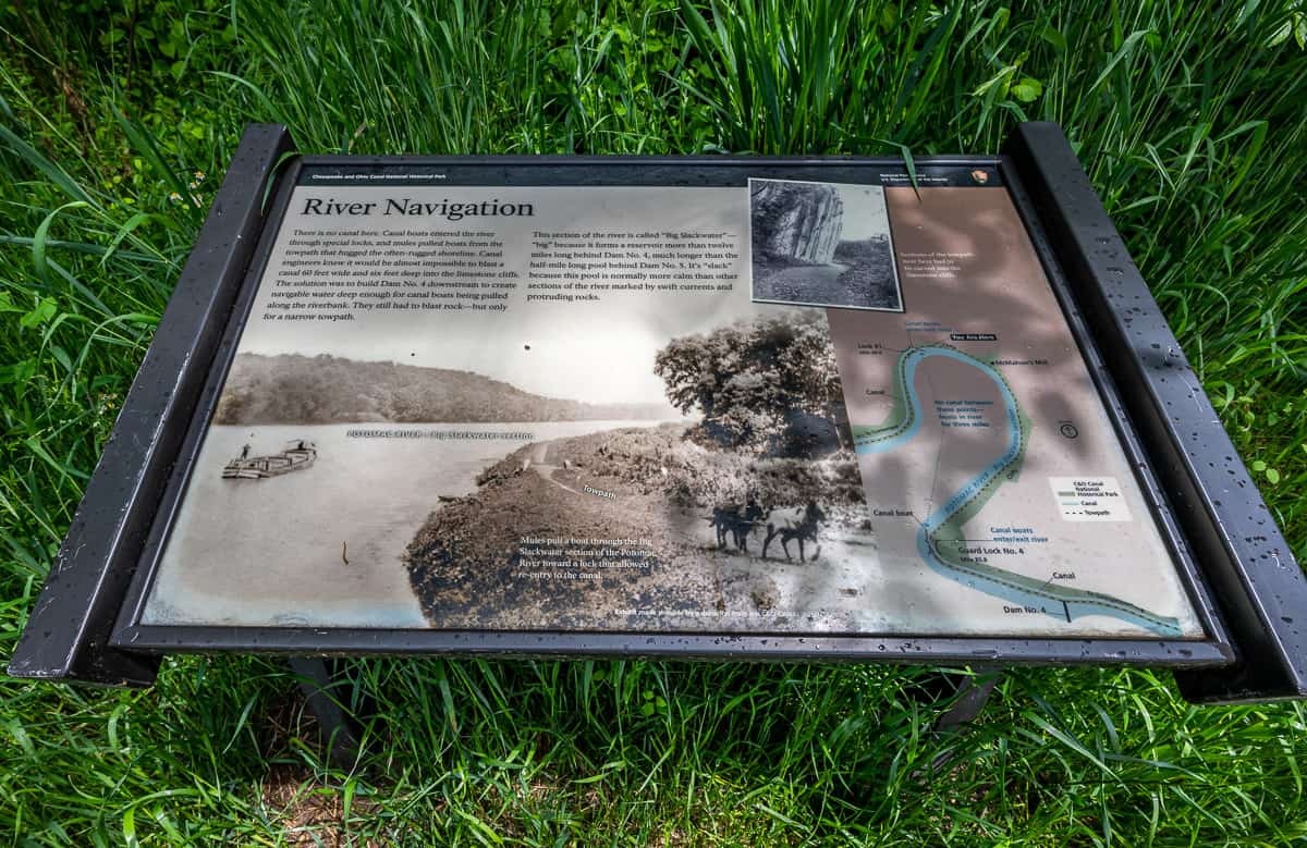There were places along the C&O Canal bike trail where you'd find interesting interpretive panels
