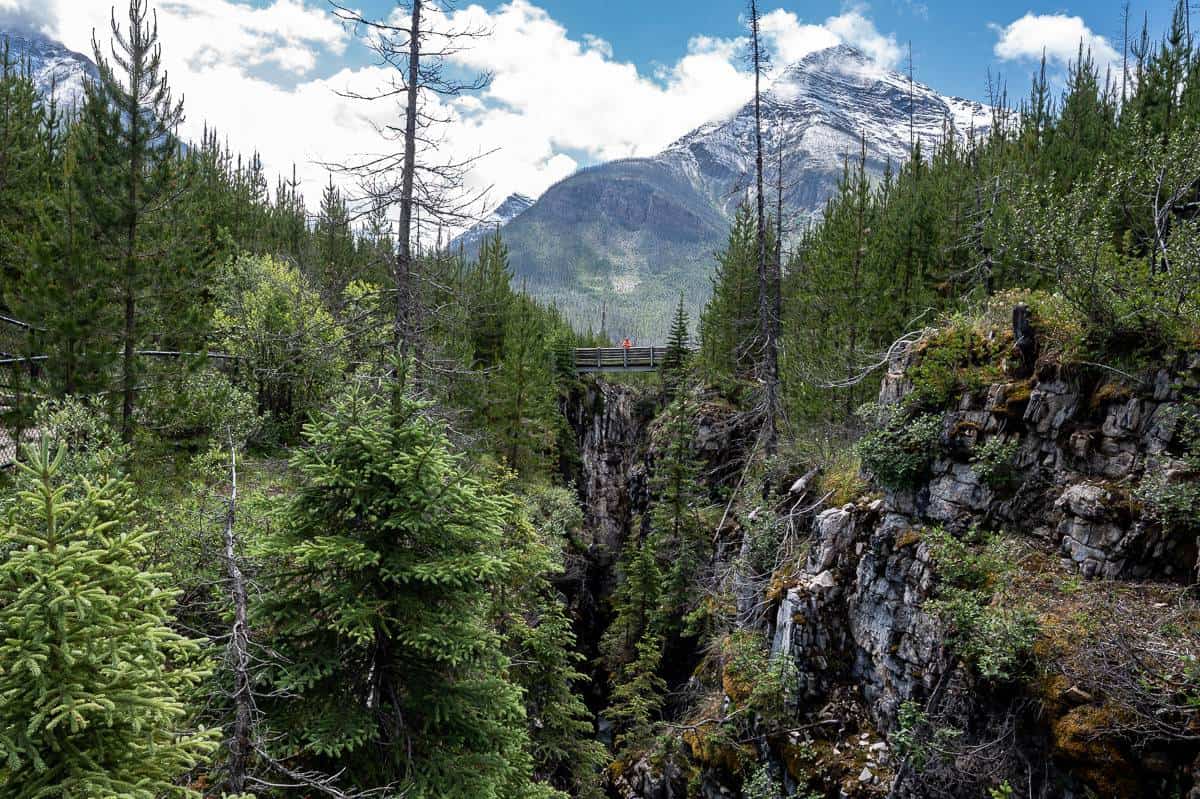 Look way down to Tokumm Creek from the bridges over Marble Canyon