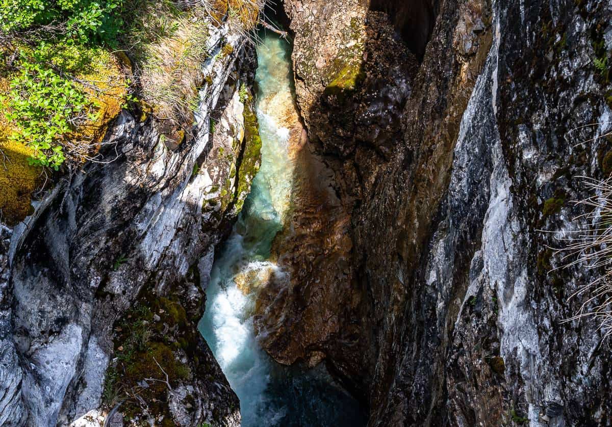 Catching Tokumm Creek lit up by the sun at the bottom of Marble Canyon