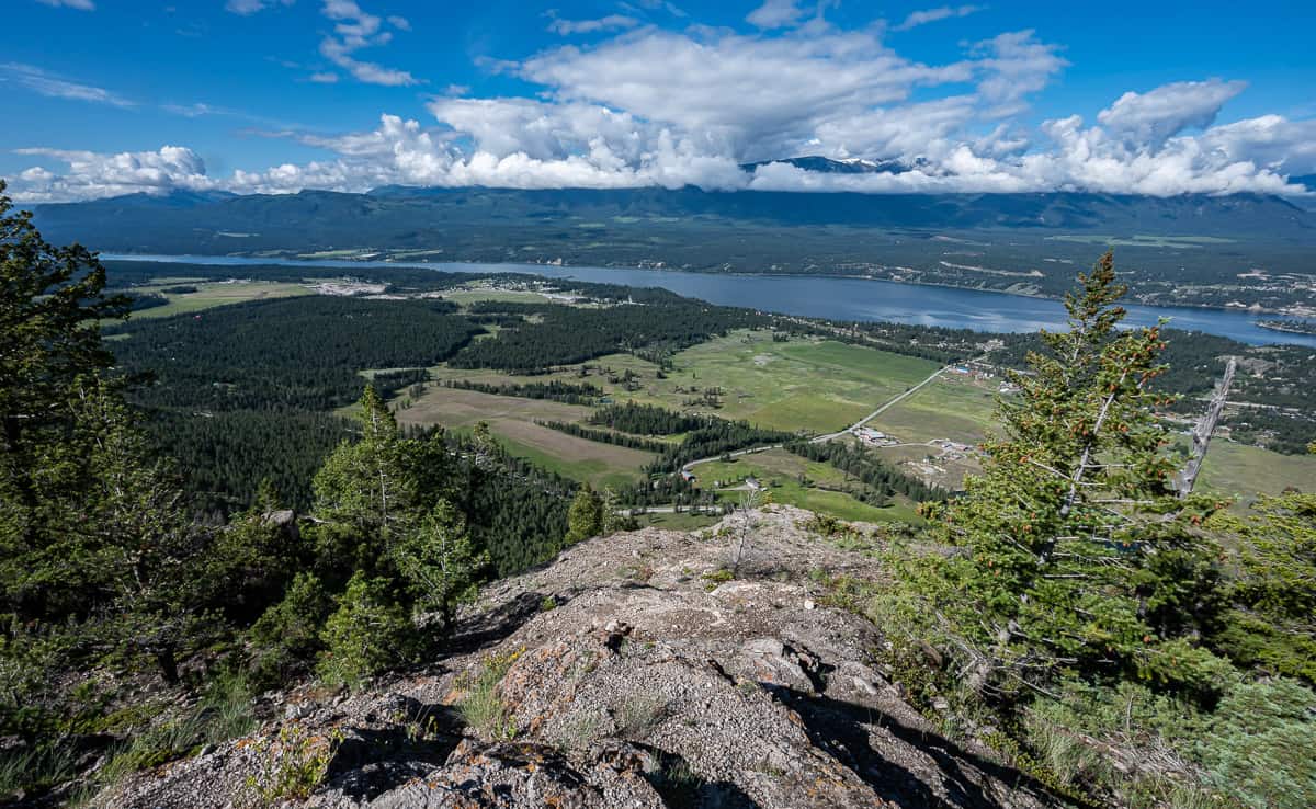 Beautiful views of the Columbia Valley from the top of the Mount Swansea Tower Loop