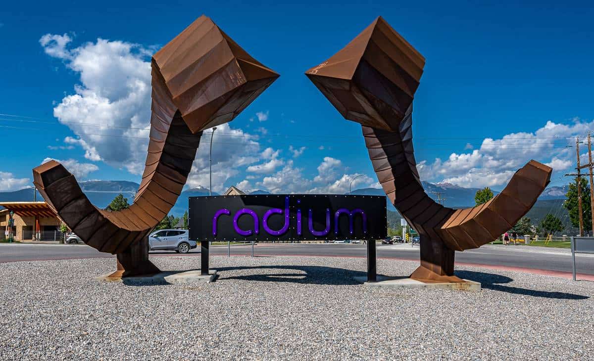 If you've never been to the Village of Radium before you may not appreciate the giant rusty sculpture - they are the horns of bighorn sheep, a common animal seen in the Columbia Valley