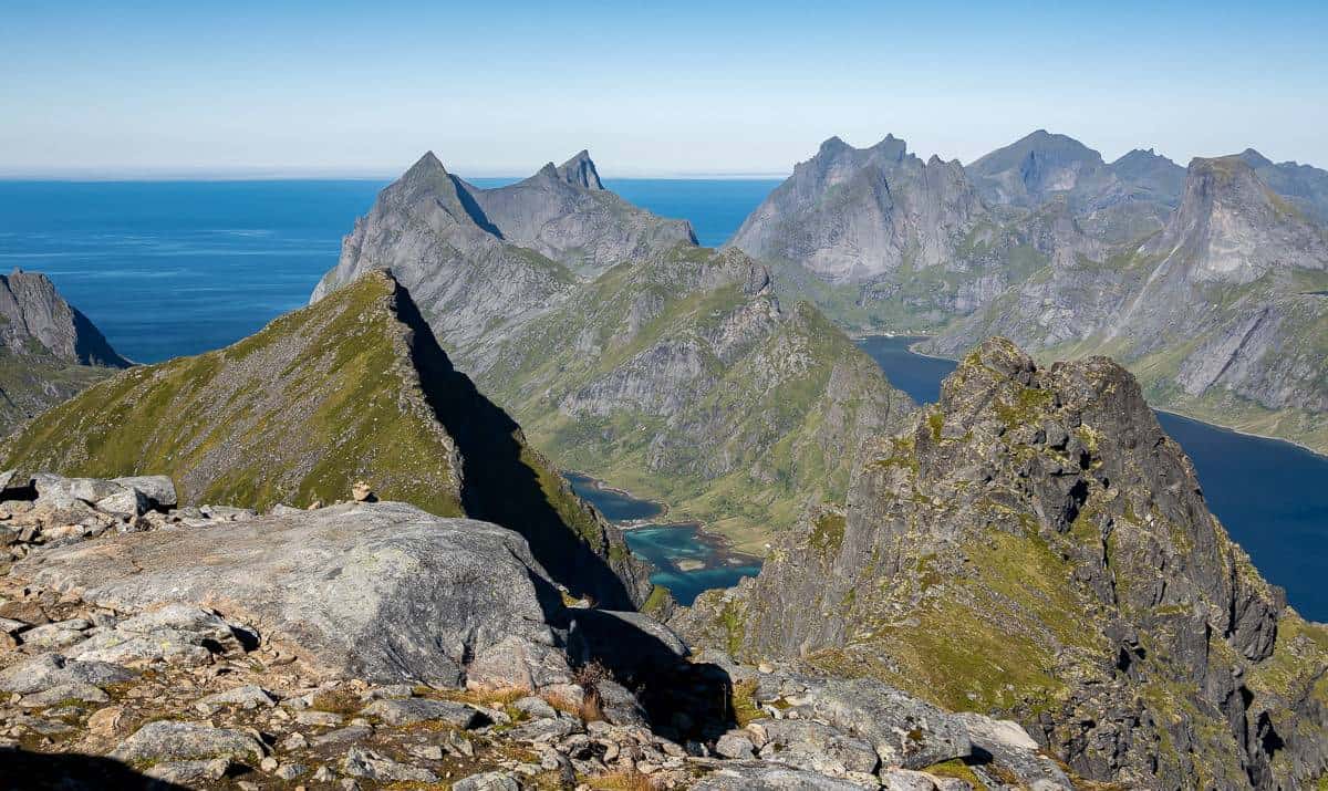 The colour of the water and the jagged peaks let you know you're in the Lofoten Islands