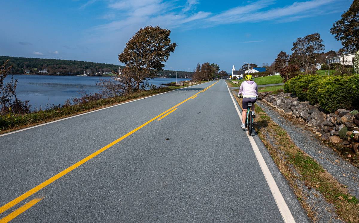 Pretty cycling beside the La Have River towards Crouses Settlement Road 