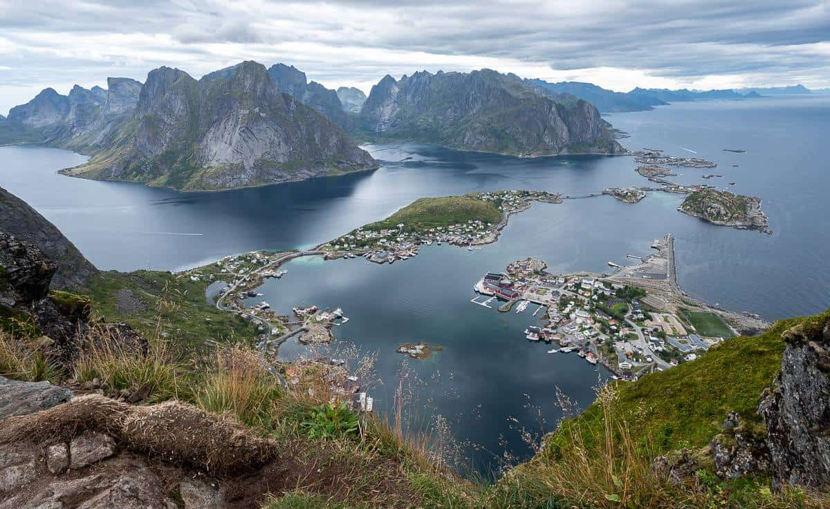 The wondrous view of Reine from the top of the Reinebringen hike