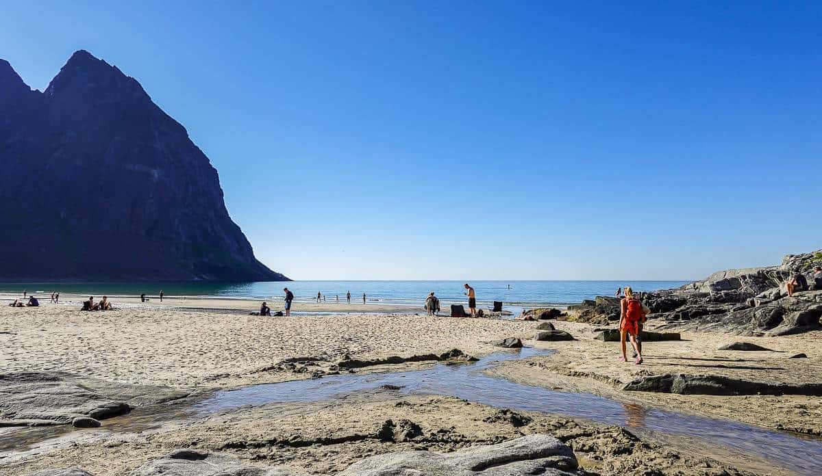 Arrival at Kvalvika Beach