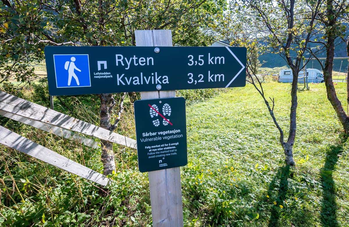 Signage at the start of the trail by the Innersand parking lot