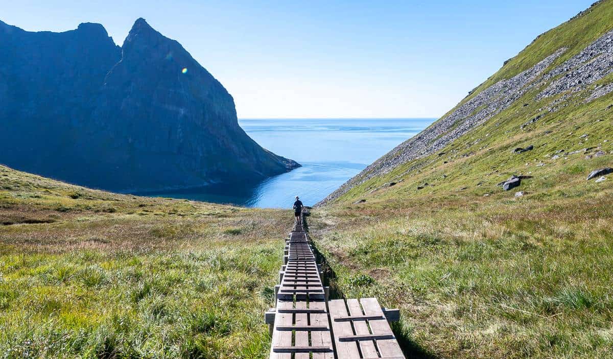 The boardwalk section to Kvalvika Beach is a lot of fun