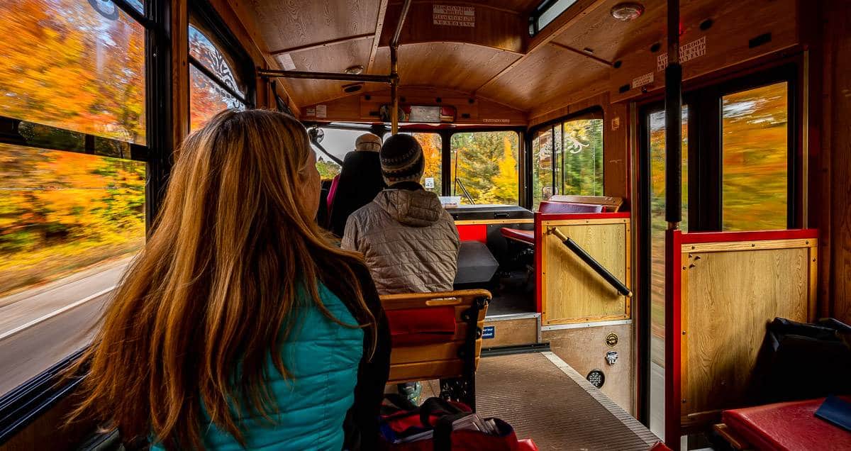 Surrounded by colour on the Door County Trolley