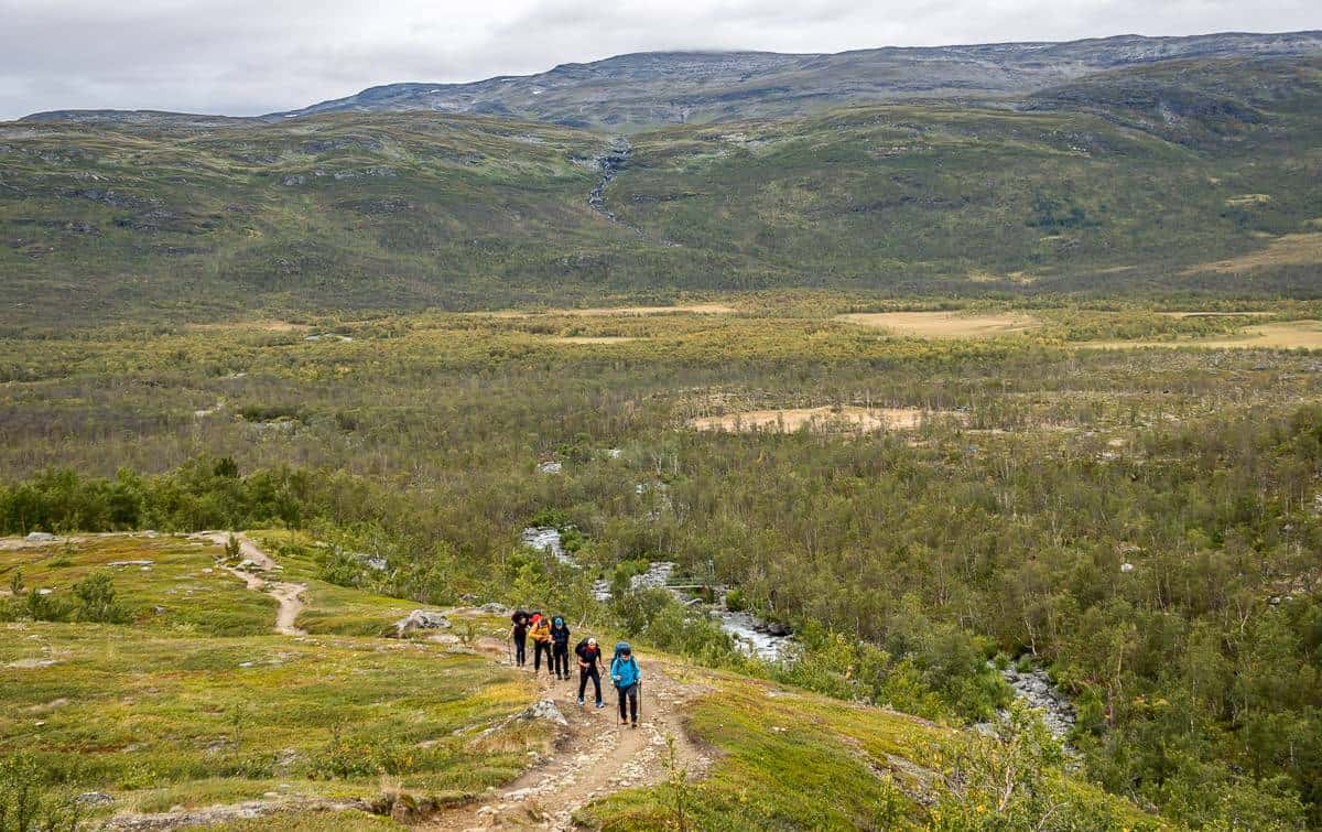 Some elevation gain early on the Kungsleden Trail on the way to Abiskojaure