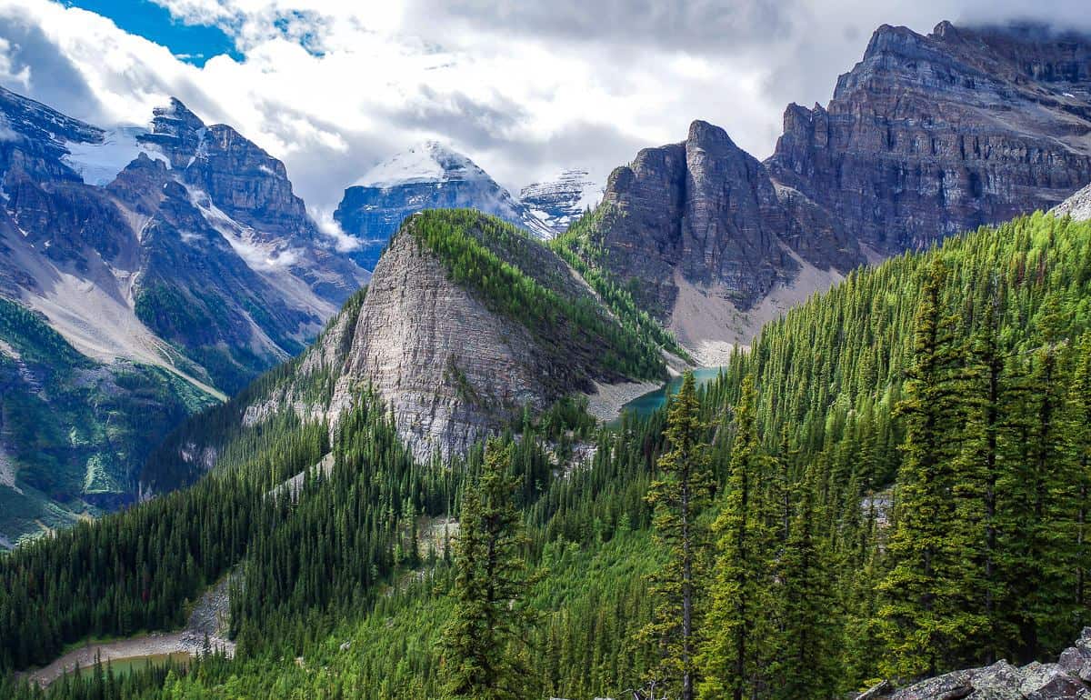 Easy access from Banff log cabins at Paradise Lodge to hiking with these views near Lake Louise
