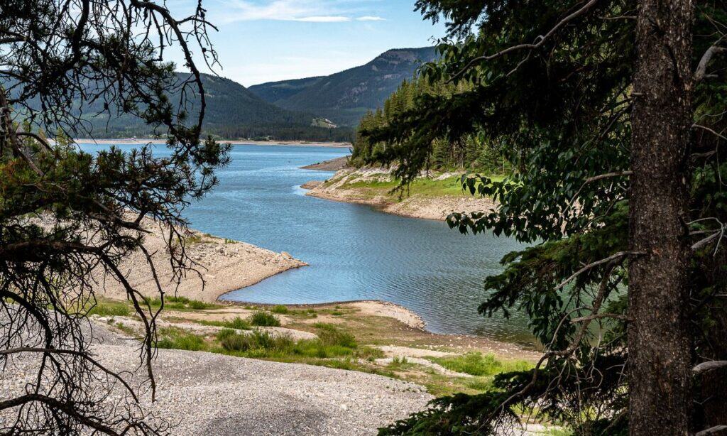 The view of Barrier Lake from the Jewel Bay Campground