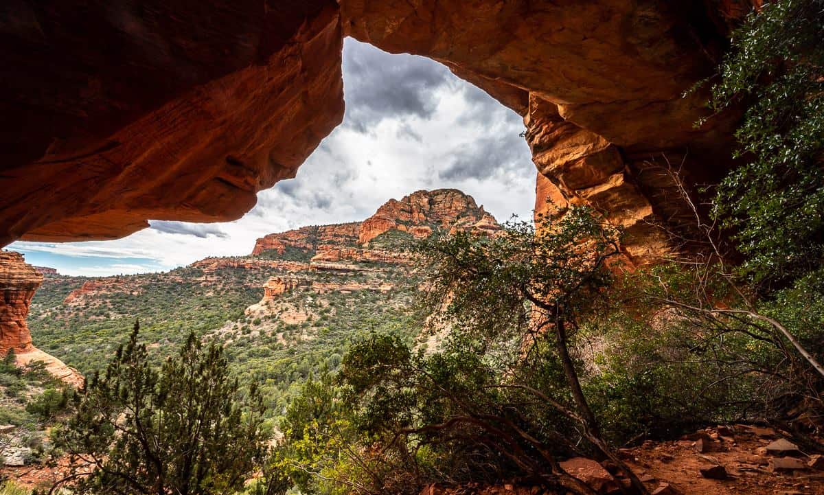 Looking out from under the Fay Canyon Arch in Sedona