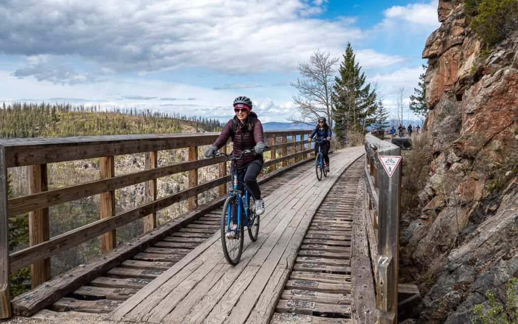 Biking the Myra Canyon section of the Kettle Valley Railway