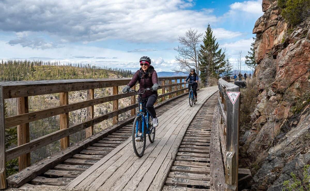 Biking the Myra Canyon section of the Kettle Valley Railway
