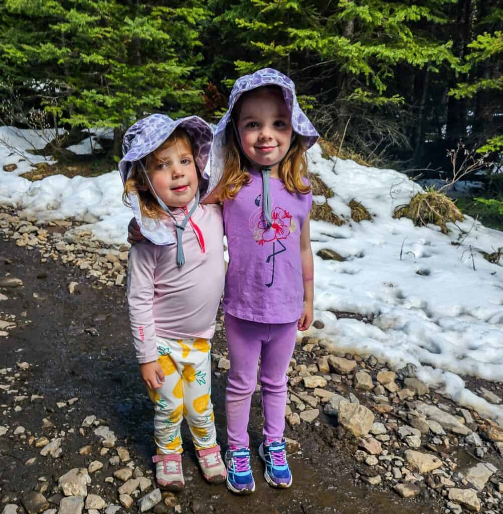 My two granddaughters about two thirds of the way to the Elbow Lake campsite