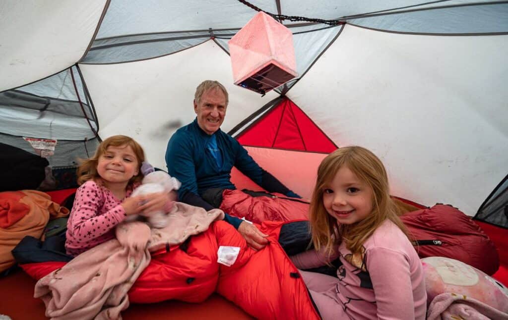 Both of my granddaughters had down sleeping bags rated to -5C - a must when backpacking with kids