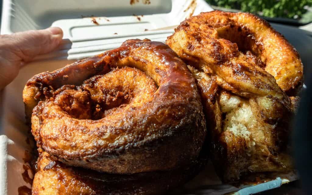 Decadent cinnamon rolls from Little Apple Cafe & Bakeshop at the south end of Longview