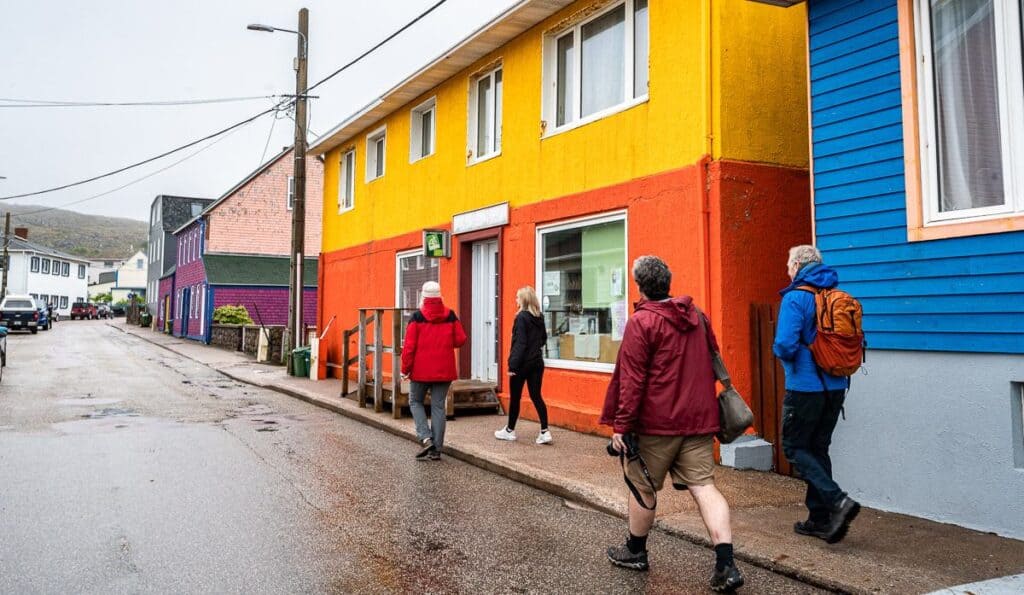 A soggy but still colourful morning for an architectural tour of St. Pierre
