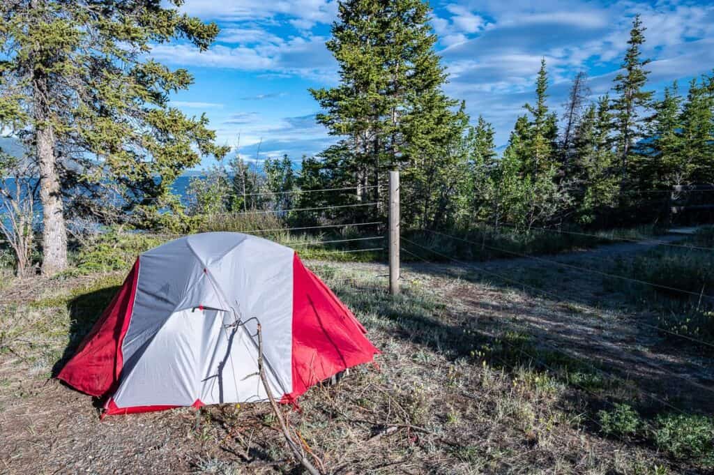 At the Congdon Creek campground all tents are surrounded by an electrified fence