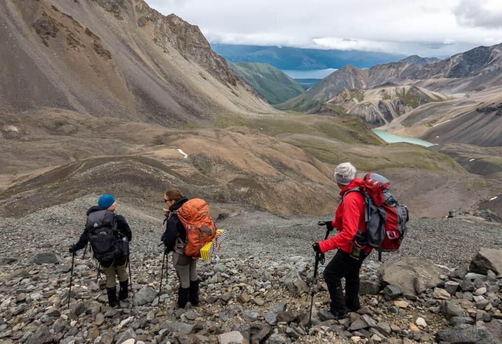 Bundled up because of the wind on the descent from the ridge