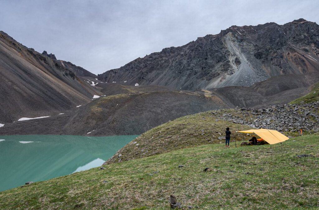 The tarp was pitched for every meal including lunch unless it was a very sunny day