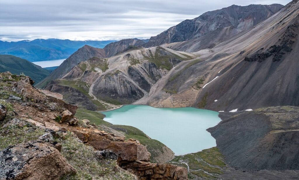 A good view of Bock's Lake from higher up - and Kluane Lake in the background