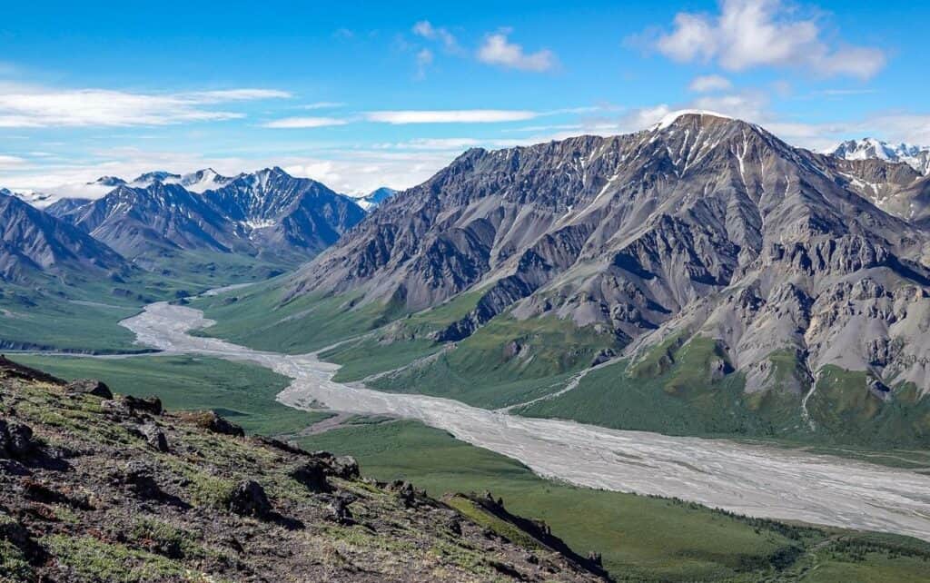 A spectacular view from a side trip up a ridge seen while backpacking in Kluane National Park