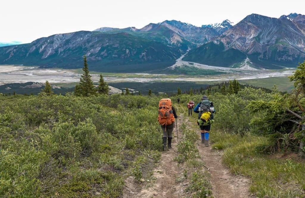 On a real trail - and a dusty one at that at the end of our Kluane National Park backpacking trip