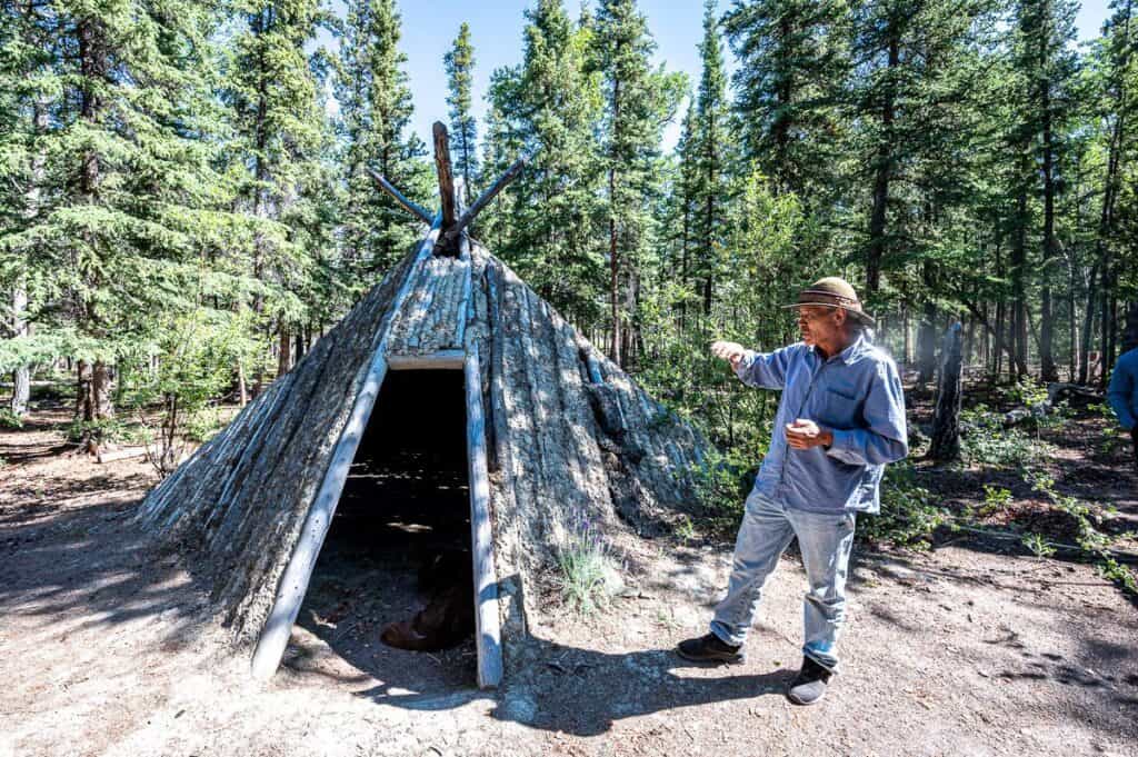 Harold explaining how and why certain structures were built at the Long Ago People Place