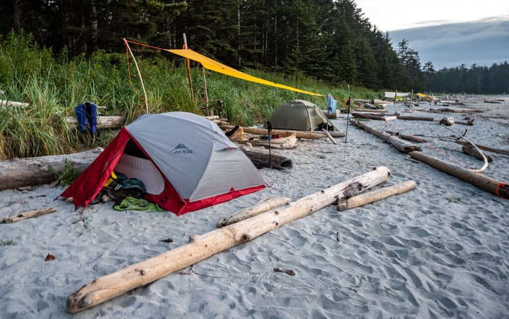 Our tarp set up for dining at Nels Bight